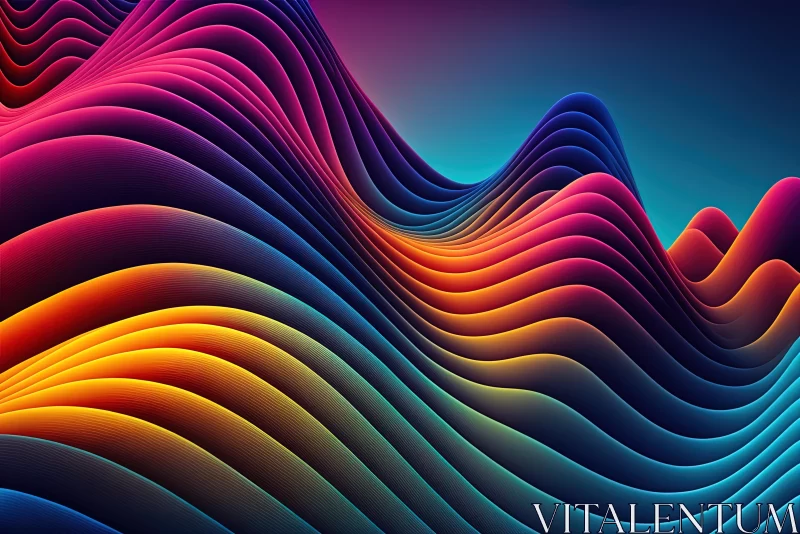 Colorful Wave Lines on Dark Crimson and Sky-Blue Background AI Image