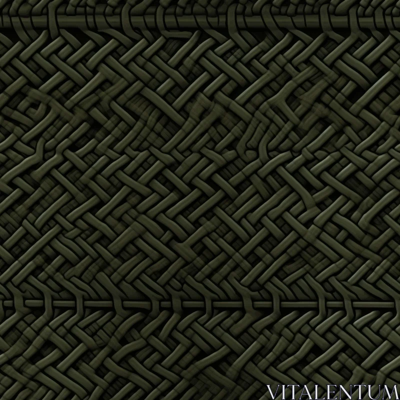 AI ART Dark Green Wicker Basket Seamless Pattern