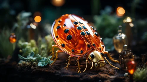 Enchanting 3D Ladybug Artwork in Nature Setting