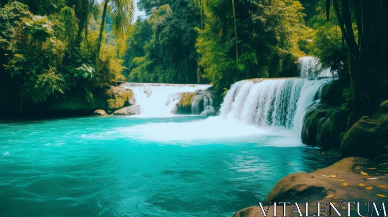 Jungle Waterfall Serenity AI Image