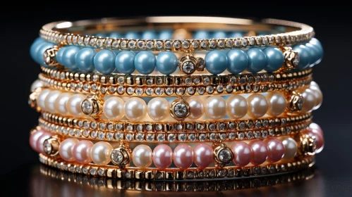 Luxurious Gold Bracelets with Pearl and Diamond Accents