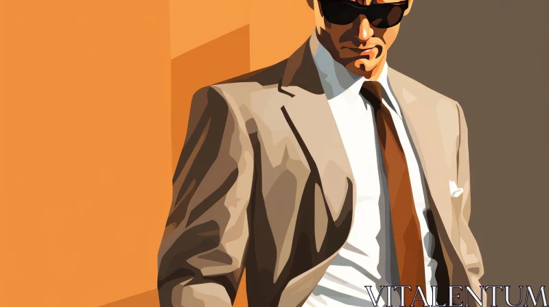 Man in Suit and Sunglasses Vector Illustration AI Image