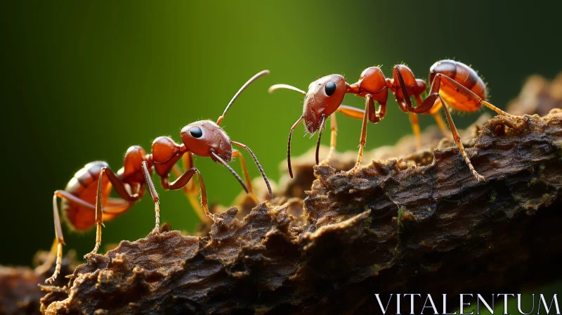 Red Ants on Branch - Nature Encounter AI Image