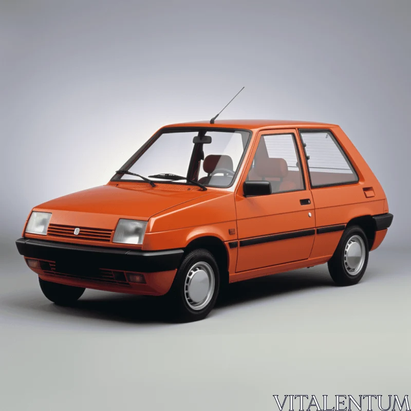 Small Orange Car on Grey Background | 1980s Style | Cinquecento AI Image