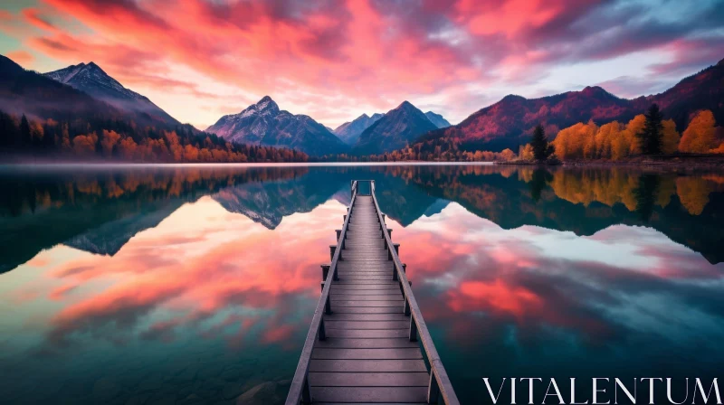 Tranquil Mountain Lake at Sunrise AI Image
