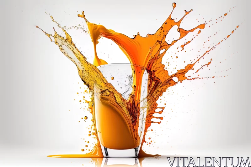 Abstract Orange Juice Splashing into Glass - Bold Colors and Strong Lines AI Image