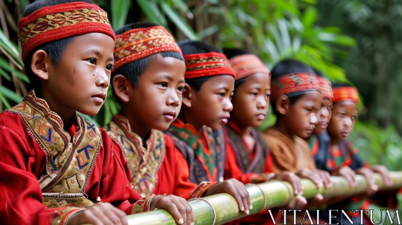 Captivating Image of Children in Traditional Clothes AI Image