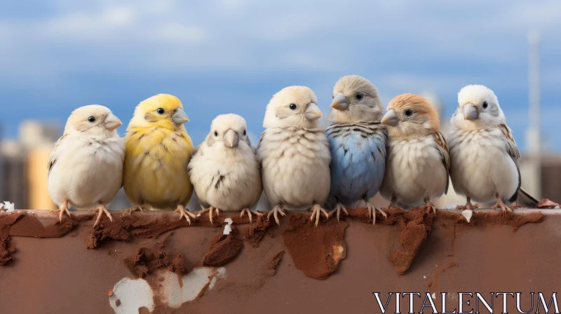 AI ART Colorful Birds on Concrete - Cityscape Background