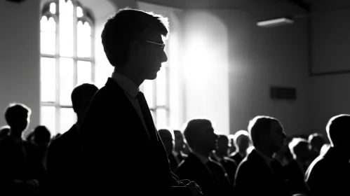 Enigmatic Portrait of a Young Man in a Grand Hall
