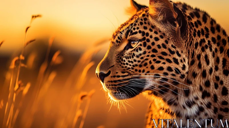 Leopard Close-Up Portrait on Golden Background AI Image