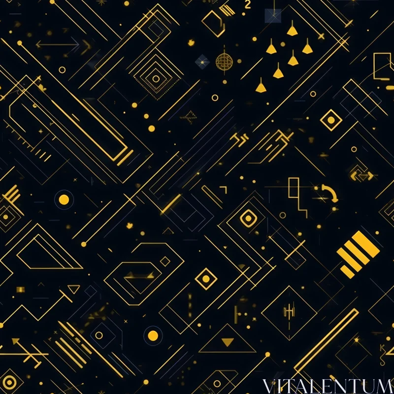 Yellow Geometric Pattern on Black Background AI Image