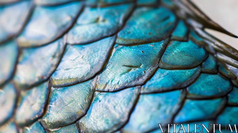 Blue and Green Fish Scales Pattern Close-Up AI Image