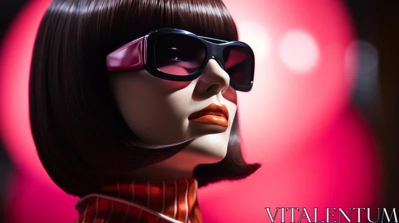 Chic Mannequin Fashion Portrait with Bob Haircut and Sunglasses AI Image
