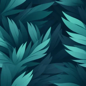Dark Teal Blue Tropical Leaves Seamless Pattern