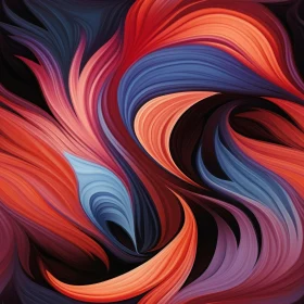 Spiral Flower Petals Abstract Painting on Blue Background