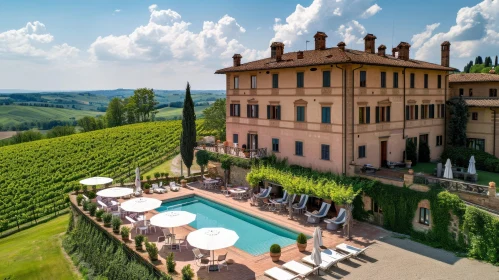 Aerial View of Stunning Italian Villa with Pool | Tuscan Hills