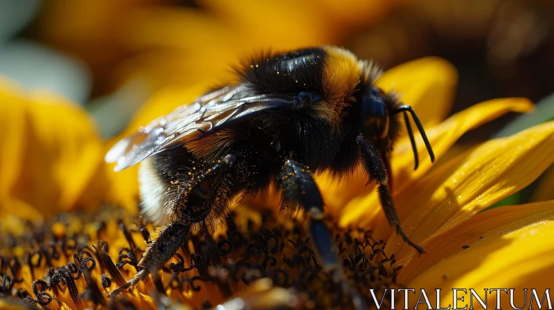 AI ART Close-up Bee on Sunflower