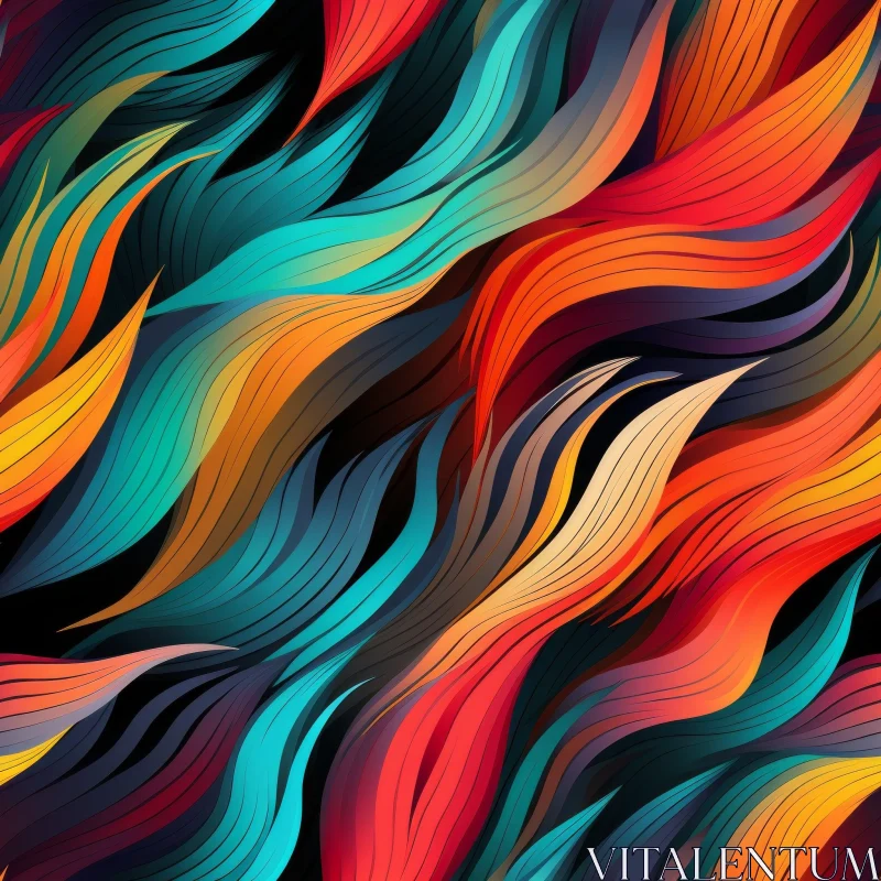 Colorful Abstract Painting with Wavy Pattern AI Image