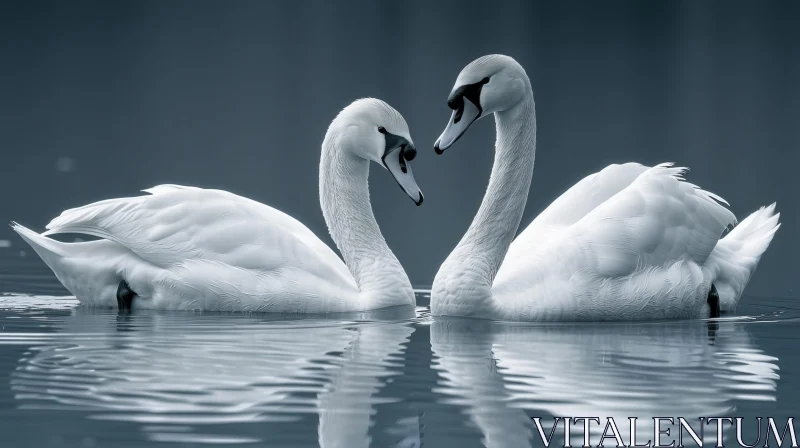 Graceful Swans on Calm Lake AI Image