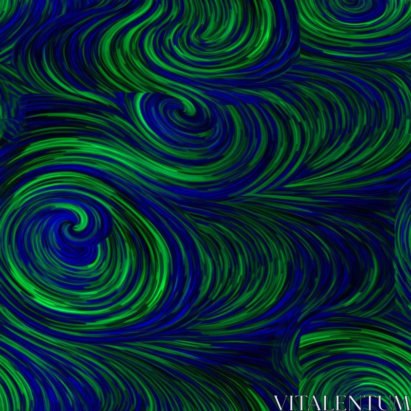 Blue Abstract Painting with Energetic Swirls AI Image