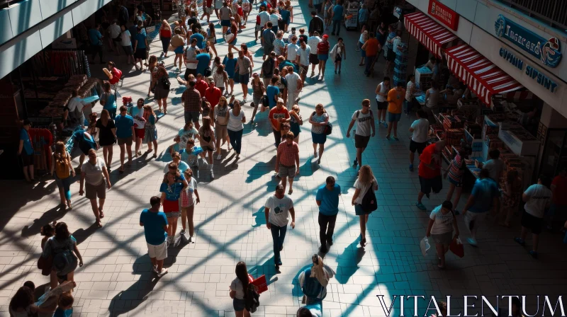 Captivating Scene: Vibrant Shopping Mall with Crowds AI Image