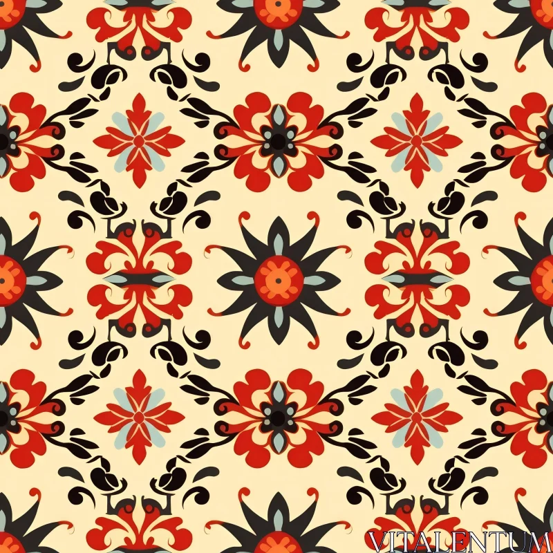 Colorful Floral Moroccan Tilework Pattern AI Image