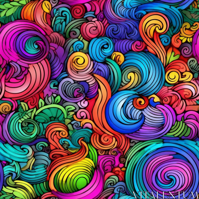 Colorful Swirls and Waves Pattern - Abstract Art AI Image