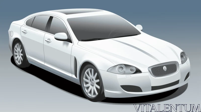 Detailed Shading: White Jaguar Car on Grey Background AI Image