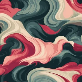Dynamic Abstract Painting in Pink, Blue, and Green