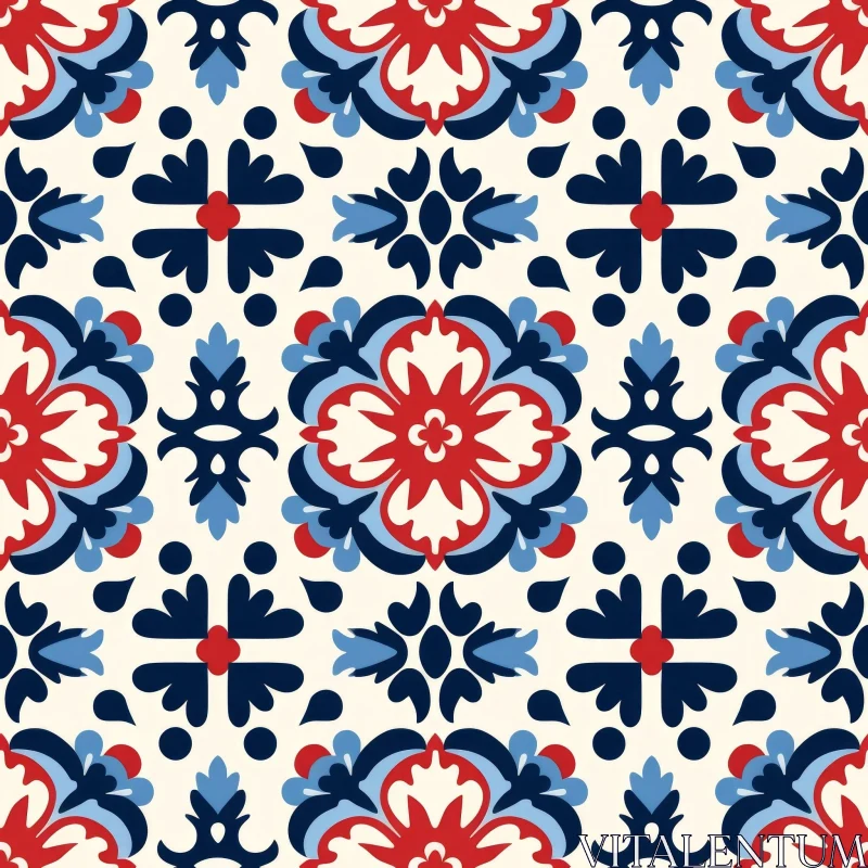 Floral Tile Pattern - Traditional Portuguese Style AI Image