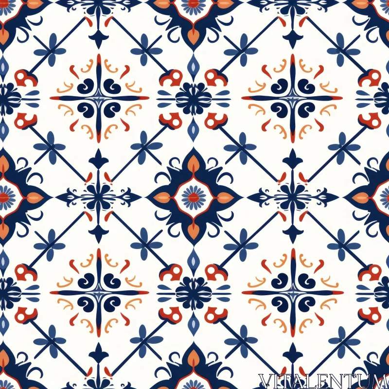 Intricate Moroccan Tile Pattern - Blue and White Design AI Image