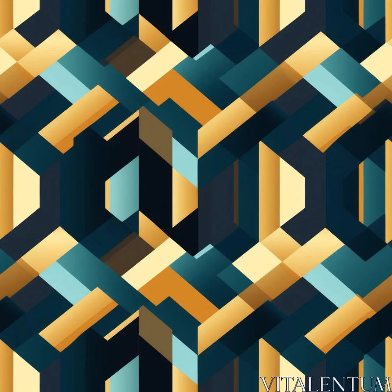Luxurious Blue and Gold Geometric Pattern AI Image