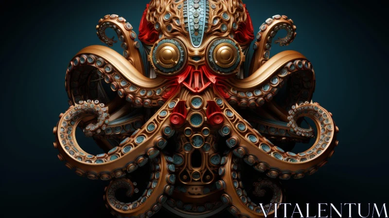 Steampunk Octopus 3D Rendering AI Image