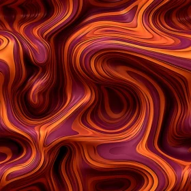 Abstract Wavy Marbled Pattern in Orange and Purple