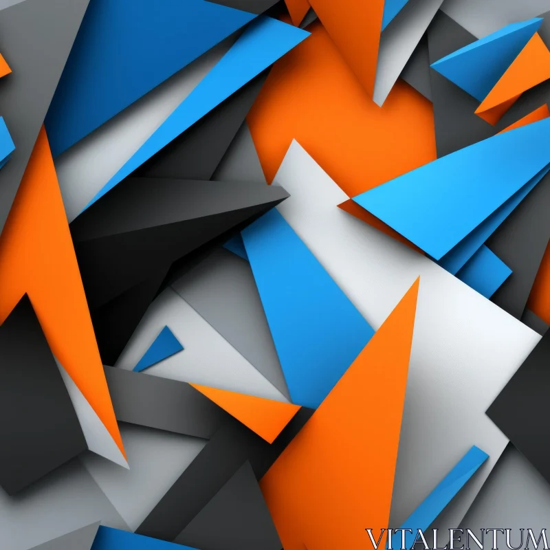 AI ART Blue Orange Geometric Triangle Pattern