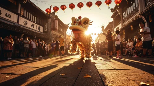 Captivating Chinese Festival: Majestic Lion Dance Performance