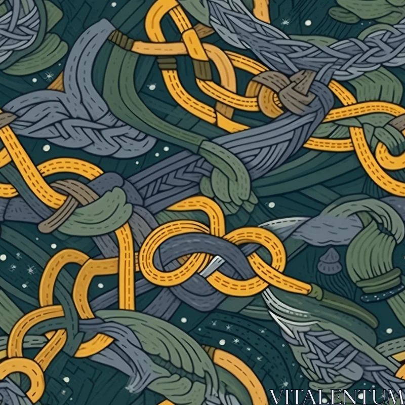 Celtic Knots Seamless Pattern on Dark Blue Background AI Image