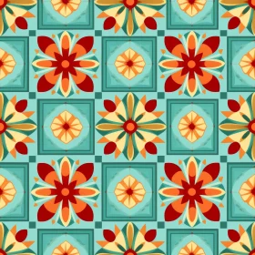 Colorful Floral Tile Pattern - Moroccan Inspired Design