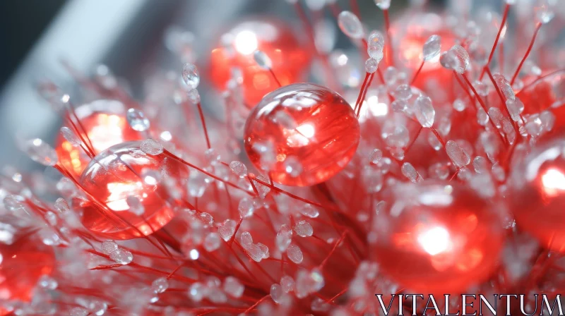 Red Plastic Beads Circular Pattern Bright Light AI Image