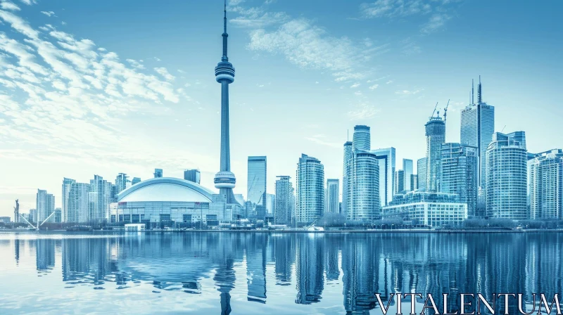 AI ART Toronto Skyline Panorama with CN Tower | Urban City View