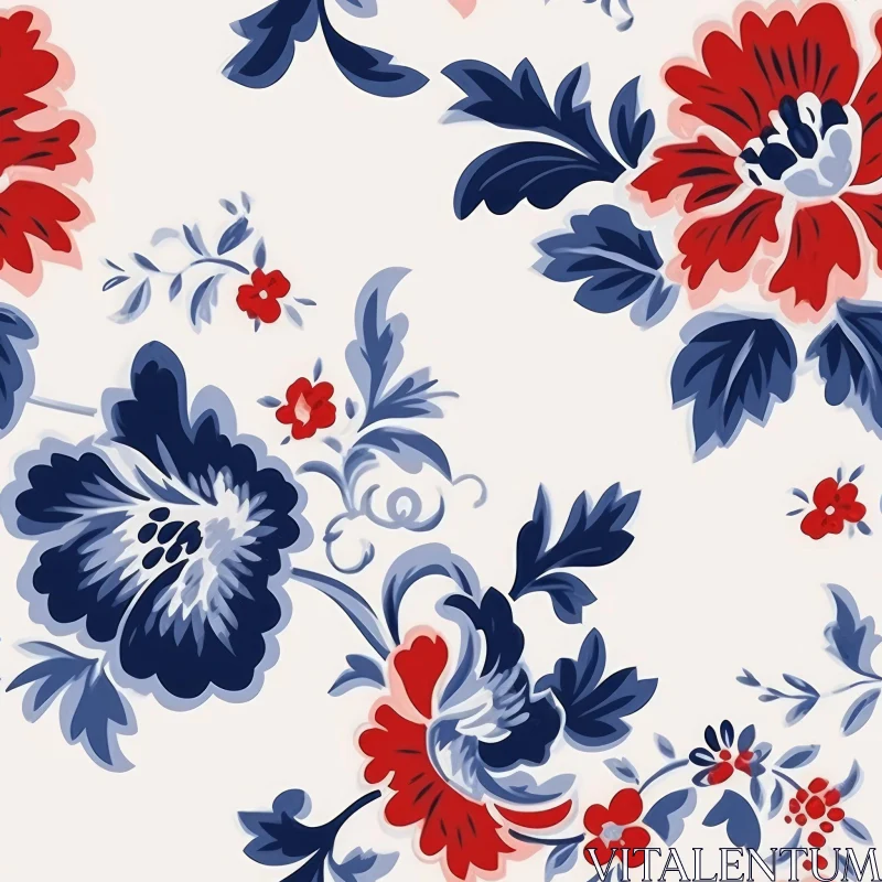 Blue Floral Seamless Pattern for Fabric and Paper AI Image