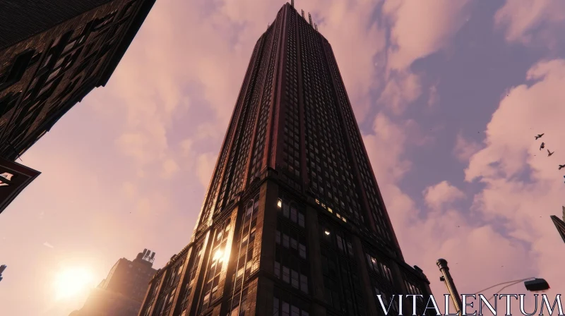 Captivating Art Deco Skyscraper Bathed in Sunlight AI Image