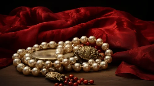 Elegant Pearl Necklace Still Life Composition