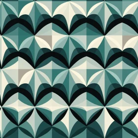 Retro Geometric Pattern - Blue, Green, White
