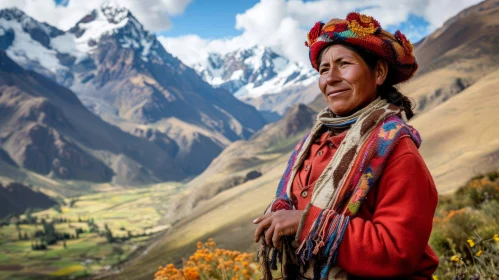 Traditional Peruvian Woman in the Andes Mountains