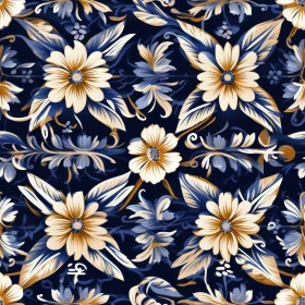 Vintage Blue Floral Seamless Pattern
