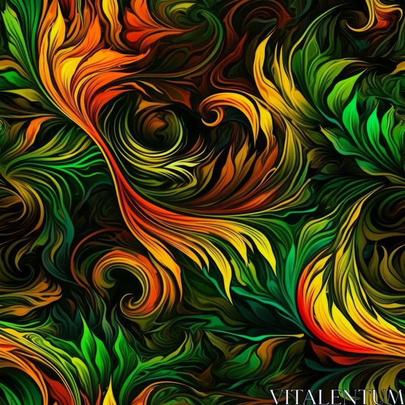 Abstract Floral Painting with Bright Colors AI Image