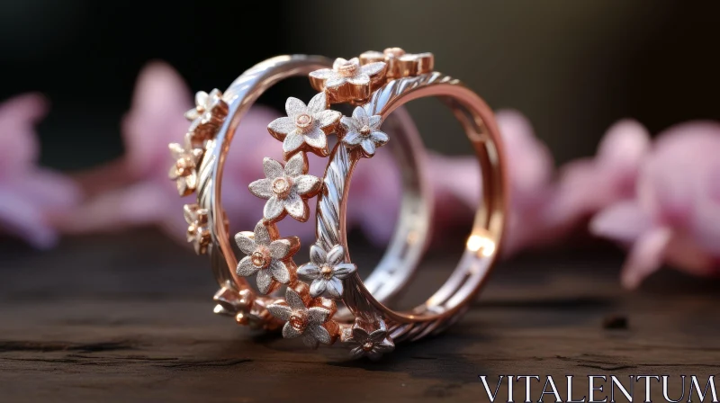 Elegant Gold Rings with Flower Design AI Image