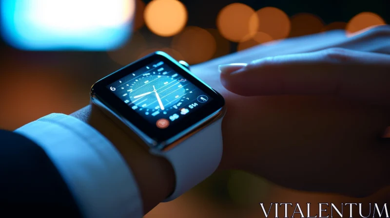 Elegant White Apple Watch with Touch Screen and Weather Display AI Image