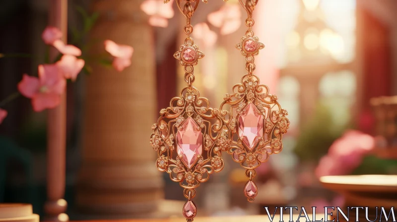 Pink Floral Earrings | Fashion Jewelry AI Image